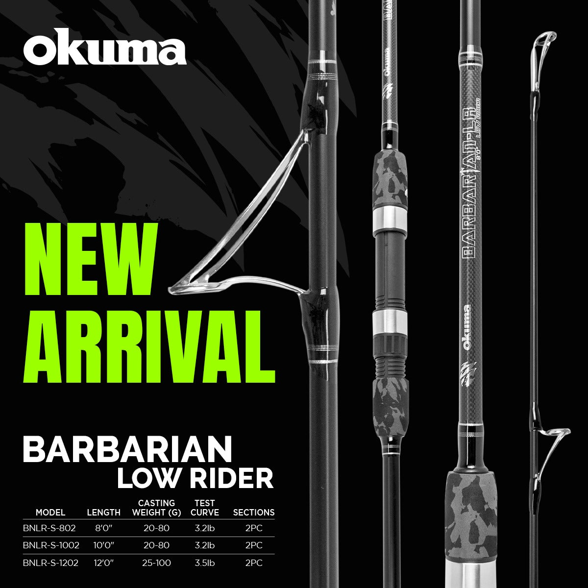 okuma 10ft rod OKUMA BARBARIAN LOW RIDER ROD