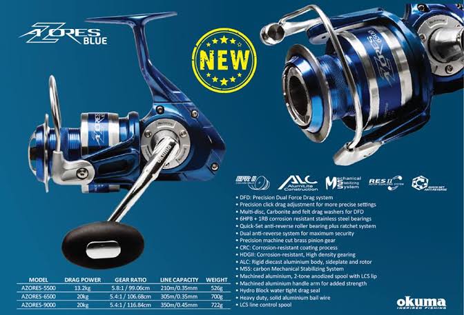 OKUMA AZORES 9000 REEL BLUE – ALBERTON FISHING
